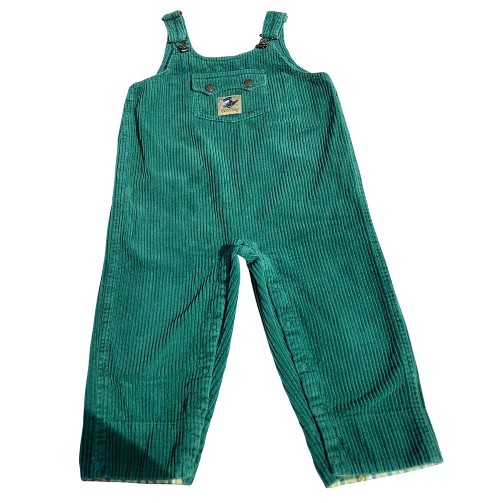Old Navy Corduroyvintage Overalls Baby 24-30 Months Teal Green  Plaid Lined